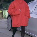 Kim Kardashian in a Red Oversized Coat Was Seen Out in Malibu 04/26/2024