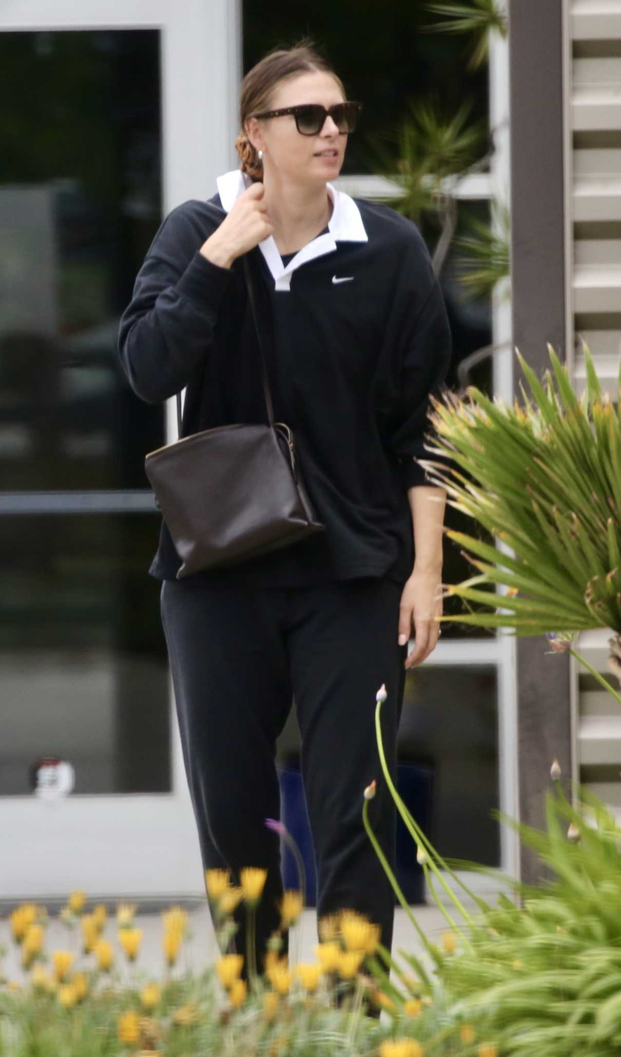 Maria Sharapova in a Black Sweatsuit