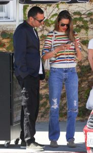 Alessandra Ambrosio in a Striped Sweater