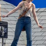 Anne Hathaway in a Blue Jeans Films Scene for Flowervale Street in Atlanta 05/31/2024