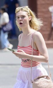 Elle Fanning in a White Skirt