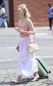 Elle Fanning in a White Skirt