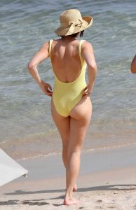 Gemma Arterton in a Yellow Swimsuit