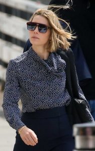 Jessica Biel in a Blue Polka Dot Blouse