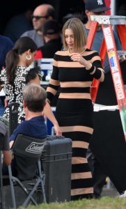 Jessica Biel in a Striped Dress