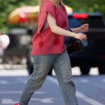 Joey King in a Red Knitted Vest Was Seen Out in New York 06/09/2024