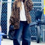 Kaley Cuoco in an Animal Print Jacket Steps Outside to Take a Call in Los Angeles 05/31/2024