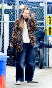 Kaley Cuoco in an Animal Print Jacket