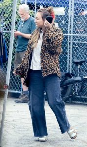 Kaley Cuoco in an Animal Print Jacket