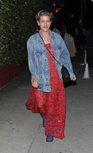 Kate Walsh in a Red Floral Dress