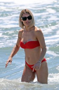 Michelle Hunziker in a Red Bikini