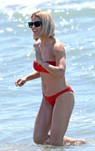 Michelle Hunziker in a Red Bikini