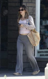 Suki Waterhouse in a Grey Pants