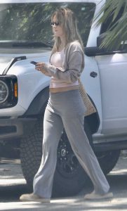 Suki Waterhouse in a Grey Pants