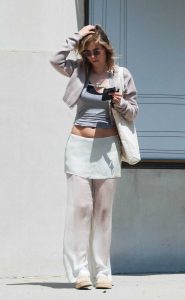 Suki Waterhouse in a Grey Top