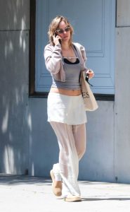 Suki Waterhouse in a Grey Top