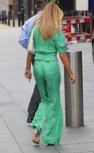 Amanda Holden in a Green Patterned Pantsuit