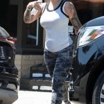 Amber Rose in a Camo Grey Leggings Arrives at the Barber King in Los Angeles 07/03/2024