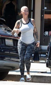 Amber Rose in a Camo Grey Leggings