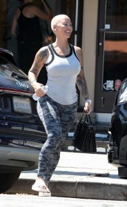 Amber Rose in a Camo Grey Leggings