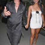 April Love Geary in a White Mini Dress Leaves the Catch Steak with Robin Thicke in West Hollywood 06/28/2024