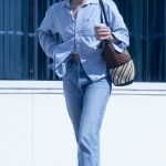 Aubrey Plaza in a Blue Denim Shirt Was Seen Out in Los Angeles 07/16/2024