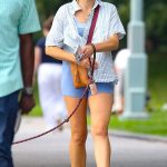 Busy Philipps in a Striped Shirt Walks Her Dog in New York 07/18/2024