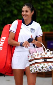 Emma Raducanu in a White England Jersey