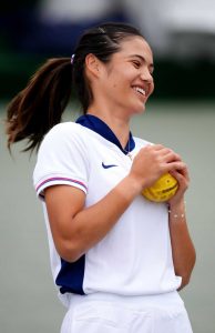 Emma Raducanu in a White England Jersey