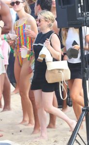 Emma Roberts in a Black Mini Dress