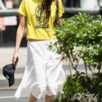 Kaia Gerber in a Yellow Tee Was Seen Out in New York 07/10/2024