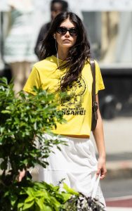 Kaia Gerber in a Yellow Tee