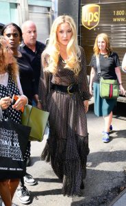 Kate Hudson in a Brown Polka Dot Dress