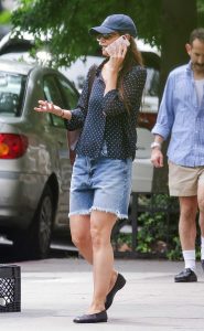 Katie Holmes in a Black Polka Dot Blouse