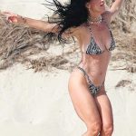 Katy Perry in a Zebra Print Bikini on the Beach in Ibiza 07/28/2024