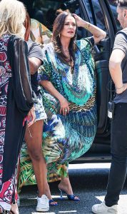 Kyle Richards in a Patterned Dress