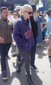 Lady Gaga in a Blue Track Jacket