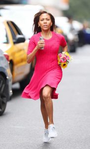 Nicole Beharie in a Pink Dress