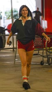 Scout Willis in a Red Adidas Shorts