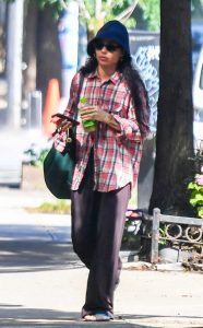 Zoe Kravitz in a Plaid Shirt