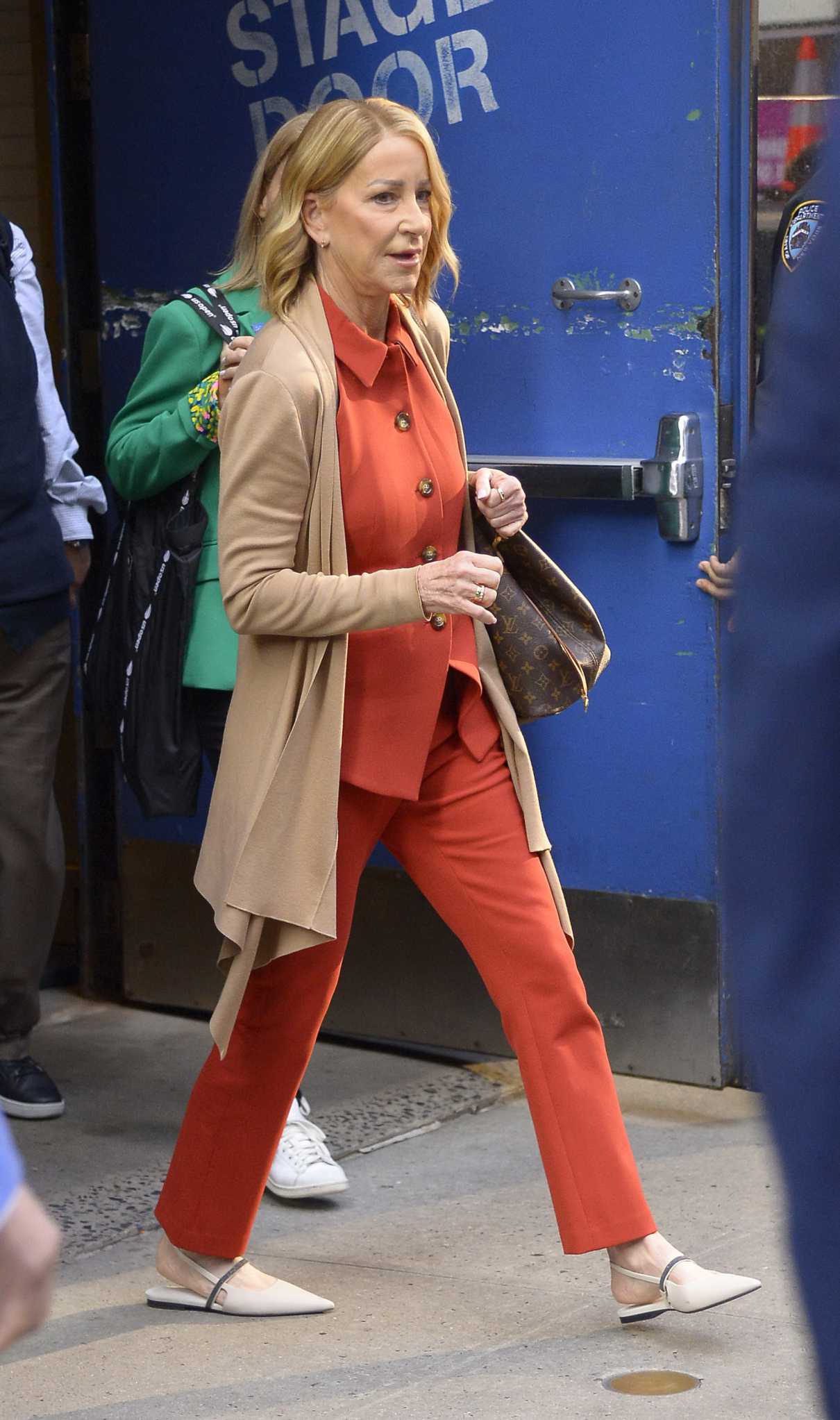 Chris Evert in an Orange Pantsuit