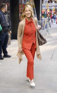 Chris Evert in an Orange Pantsuit