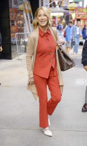 Chris Evert in an Orange Pantsuit