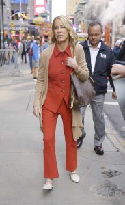 Chris Evert in an Orange Pantsuit