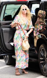 Claudia Schiffer in a Floral Dress