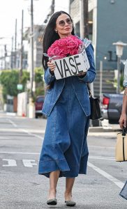 Demi Moore in a Blue Denim Ensemble