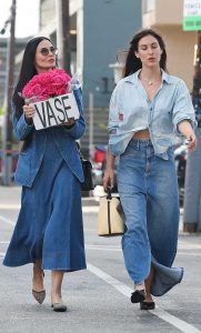 Demi Moore in a Blue Denim Ensemble