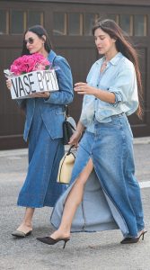 Demi Moore in a Blue Denim Ensemble