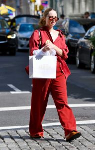 Jennifer Lawrence in a Red Ensemble