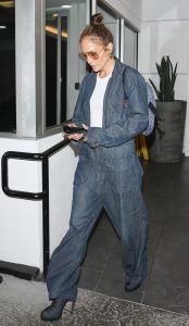 Jennifer Lopez in a Denim Jumpsuit